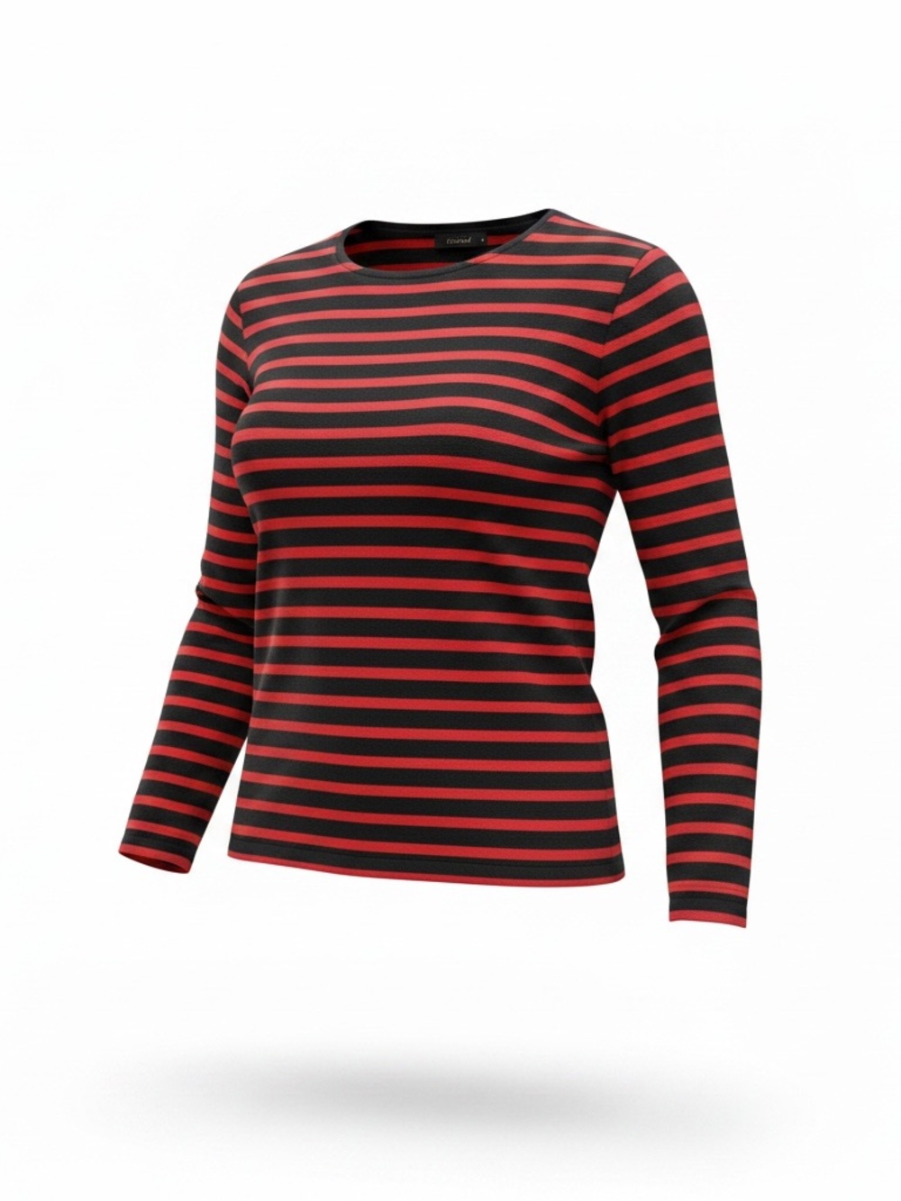 St. James Classic Red & Black Striped Long-Sleeve knit sweater. Size 16